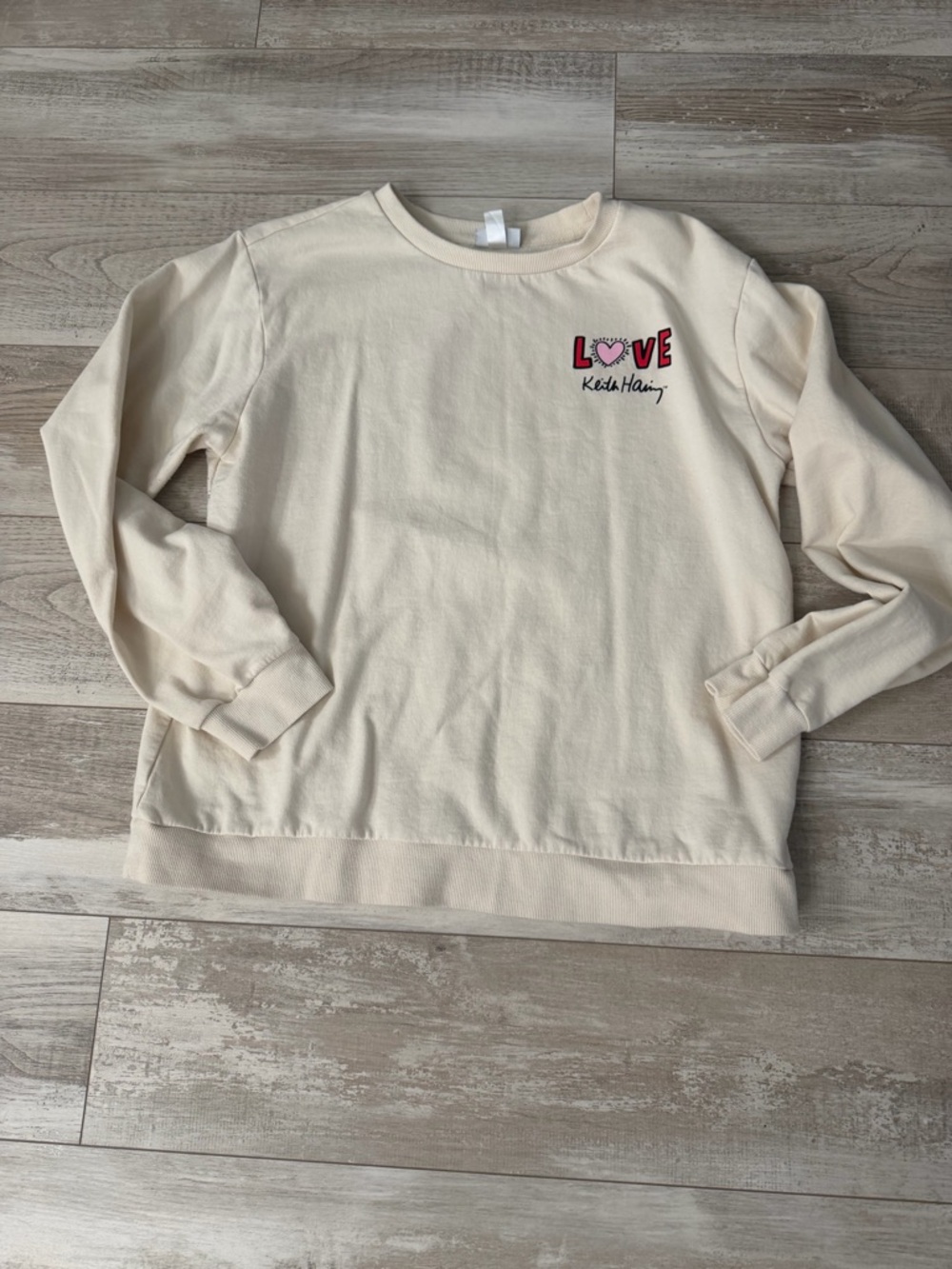 Keith Haring LOVE Cream Sweatshirt Jogger Set M EUC Lounge Co-Ord - Picture 5 of 10